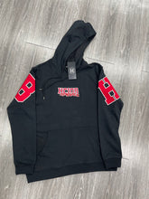 Load image into Gallery viewer, Block Piece Hoodie Black &amp; Red
