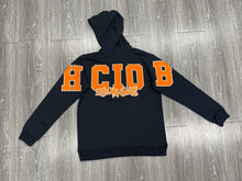 Load image into Gallery viewer, Block Piece Hoodie Black &amp; Orange
